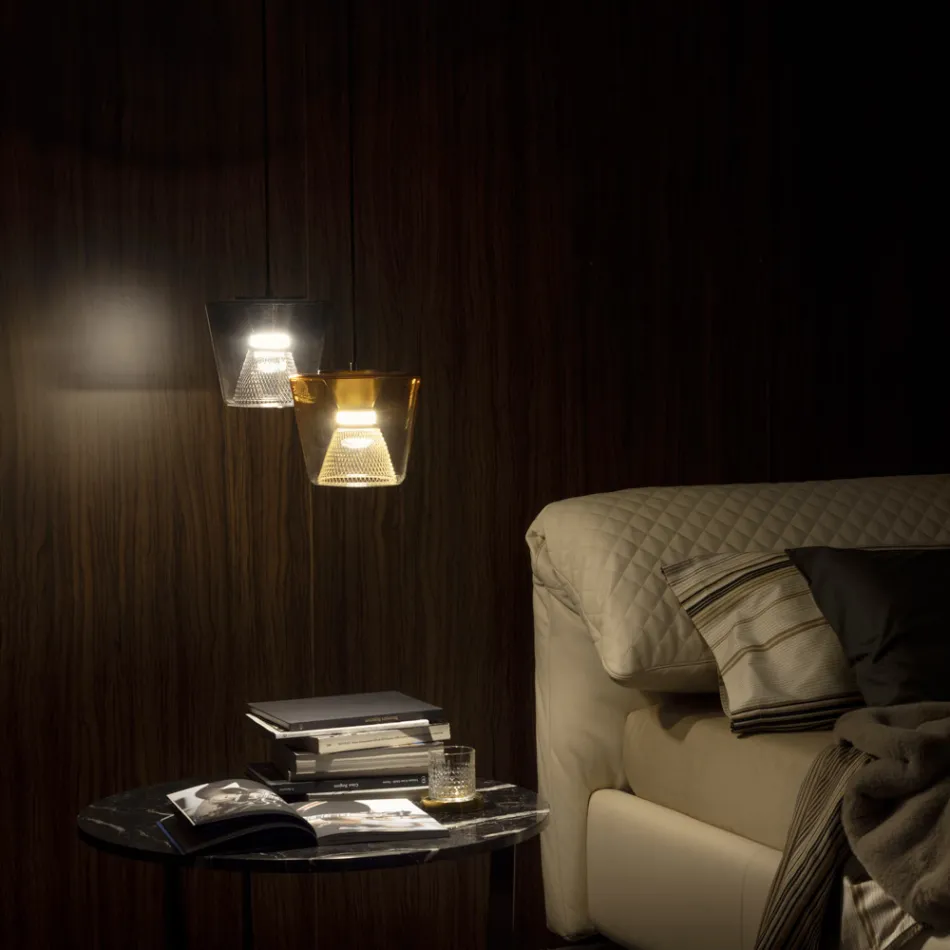 Hängelampe aus Metall und Glas Made in Italy - Think Viadurini