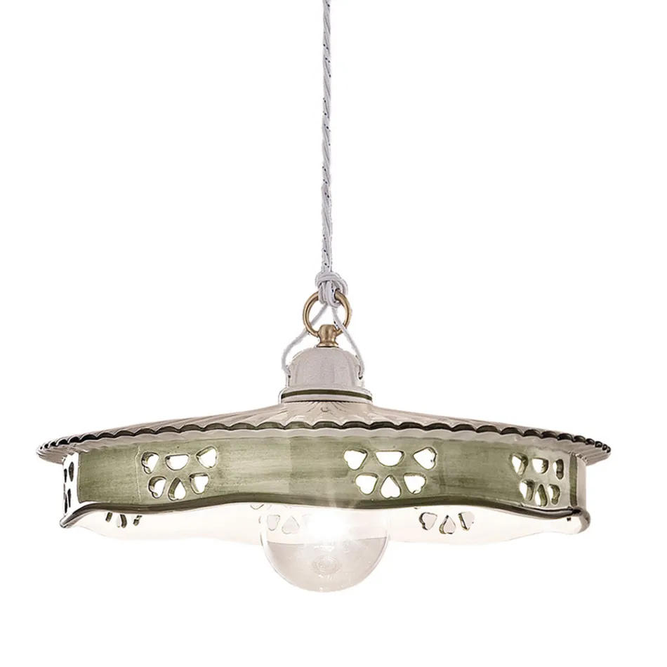 Vintage Hängelampe aus Keramik und handgefertigtem Eisen - Alessandria Viadurini