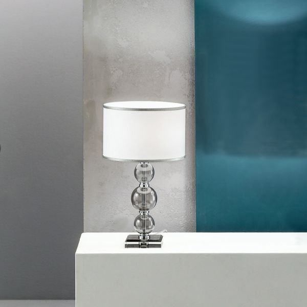 Klassische tischlampe aus italienischem glas und metall - memore