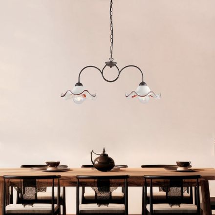 Handgefertigte Glas- und Metalllampe aus Italien für Wohn- und Schlafzimmer - Merope Viadurini