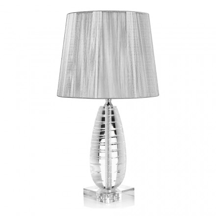 Klassische Tischlampe aus Kristall und quadratischer Luxuslampenschirm - Squilla Viadurini