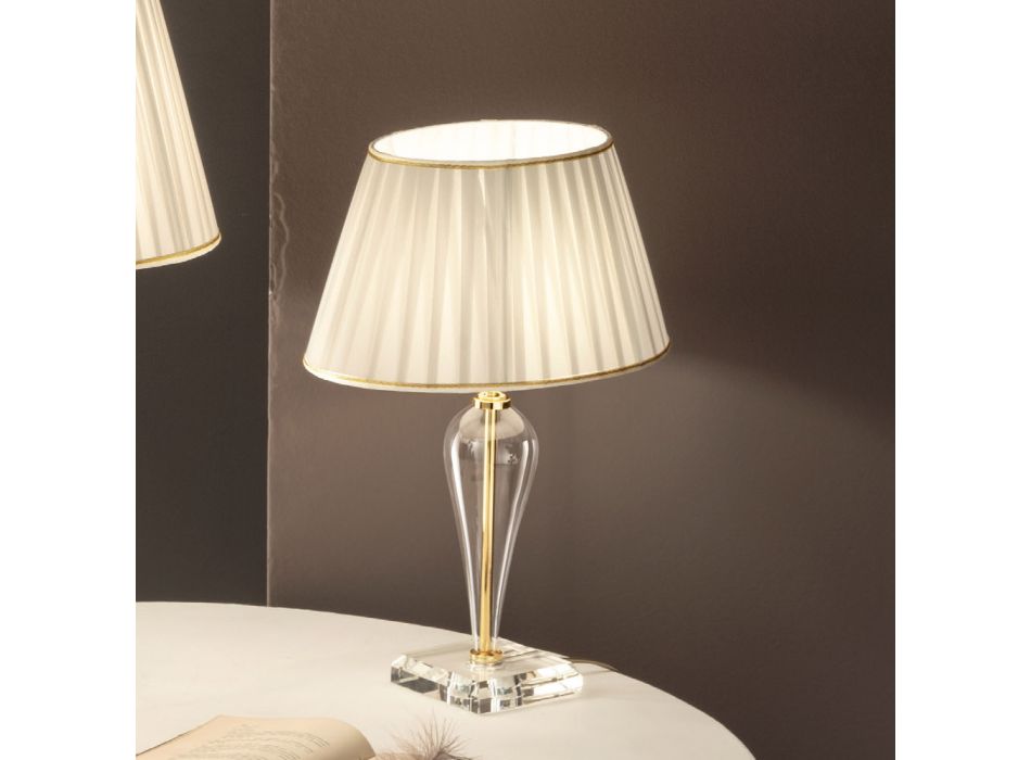 Klassische italienische handgefertigte Tischlampe und Lampenschirm aus Glas - Rapallo Viadurini