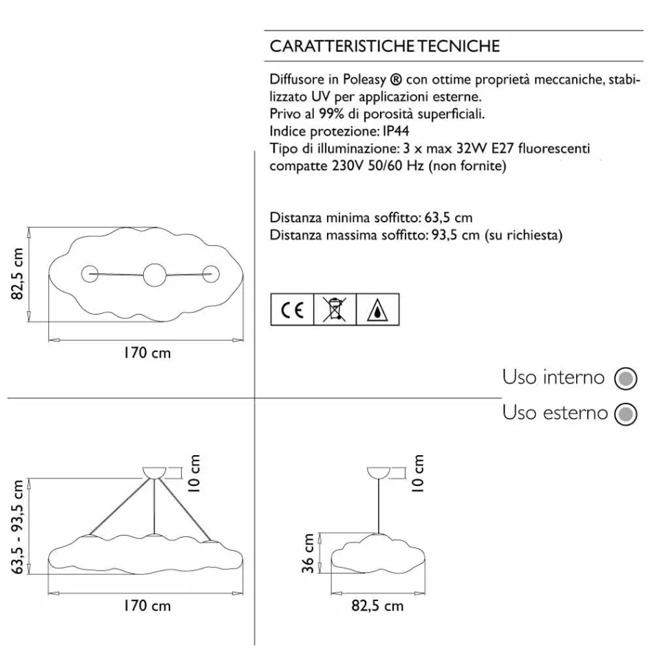 Outdoor Design Hängelampe aus Polyethylen - Nefos von Myyour Viadurini