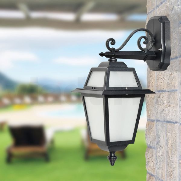 Gartenlampe aus anthrazitfarbenem aluminium und sandgestrahltem glas - elric