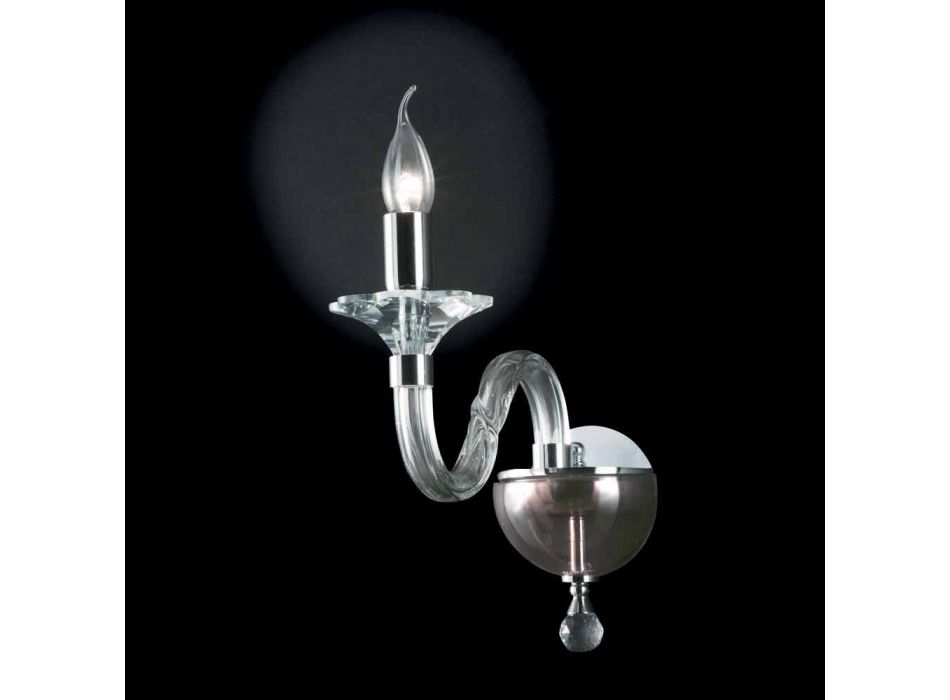 Designer Wandlampe in Ivy Glas und Kristall, made in Italy