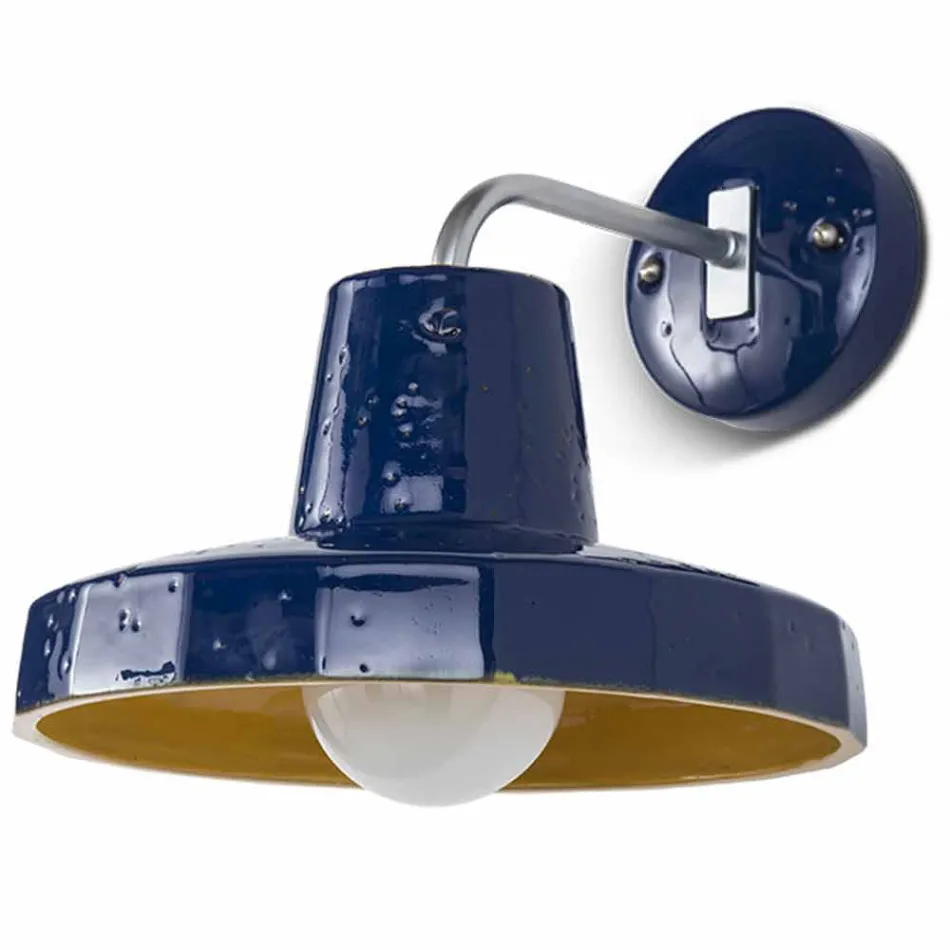 Moderne Wandleuchte aus toskanischem Majolika und Messing, Rossi Toscot Viadurini