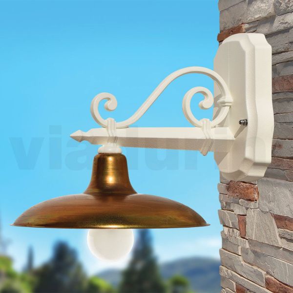 Außenwandleuchte aus aluminium und messing, hergestellt in italien – adela