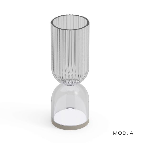 Tischlampe / vase aus polymethylmethacrylat in 2 farben - lucis