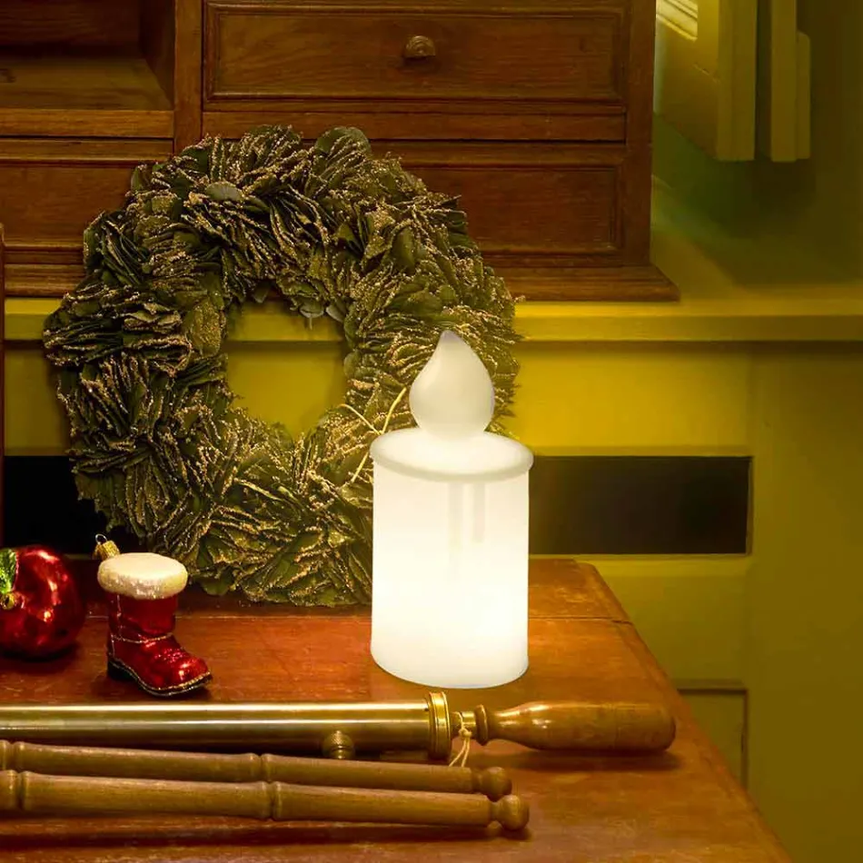 Weiße LED Tischlampe Luminous Candle Design von Slide - Flame Viadurini