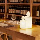 Weiße LED Tischlampe Luminous Candle Design von Slide - Flame Viadurini