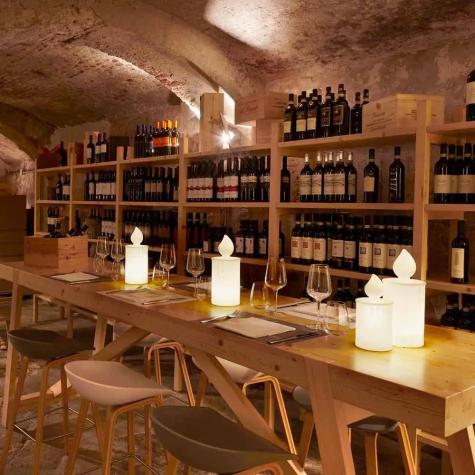 Weiße LED Tischlampe Luminous Candle Design von Slide - Flame Viadurini