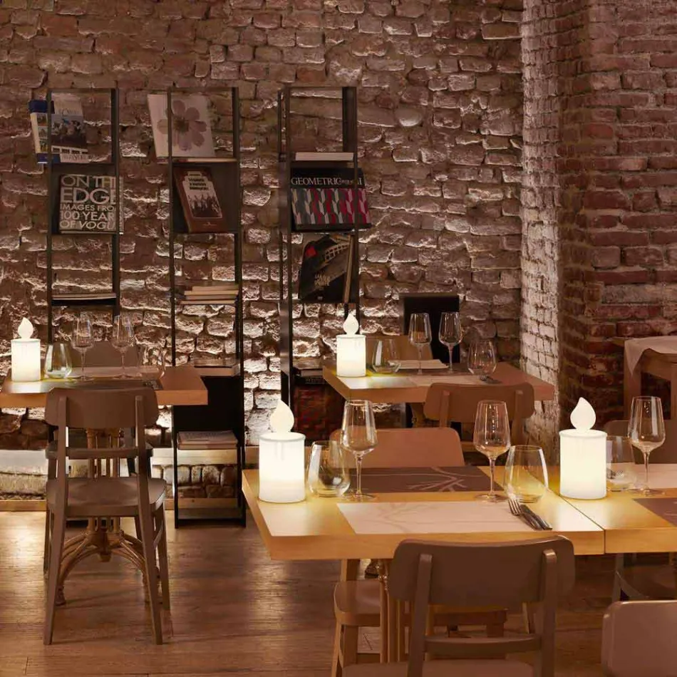 Weiß oder Rot leuchtende Kerze Tischlampe Design von Slide - Fiammetta Viadurini