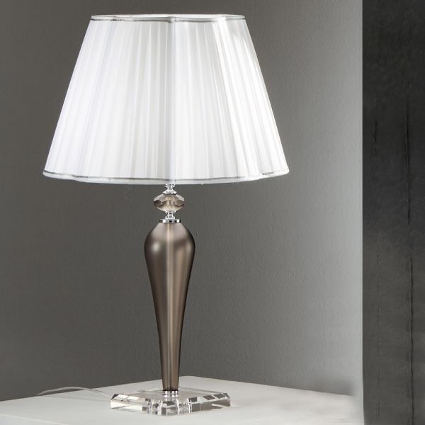 Klassische tischlampe, handgefertigt aus glas und kristall - mariangela