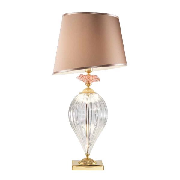 Klassische handwerkliche glastischlampe und luxuriöser lampenschirm - flandern