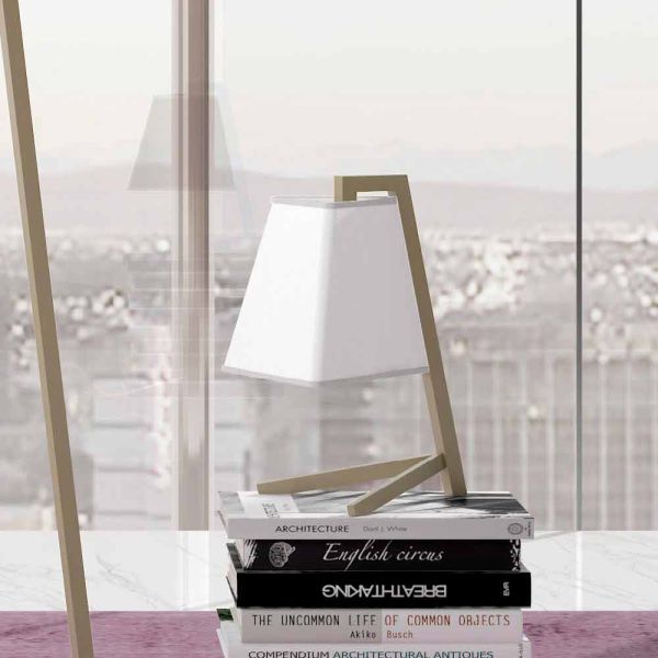 Tischlampe mit struktur aus metall und stoff made in italy - barton