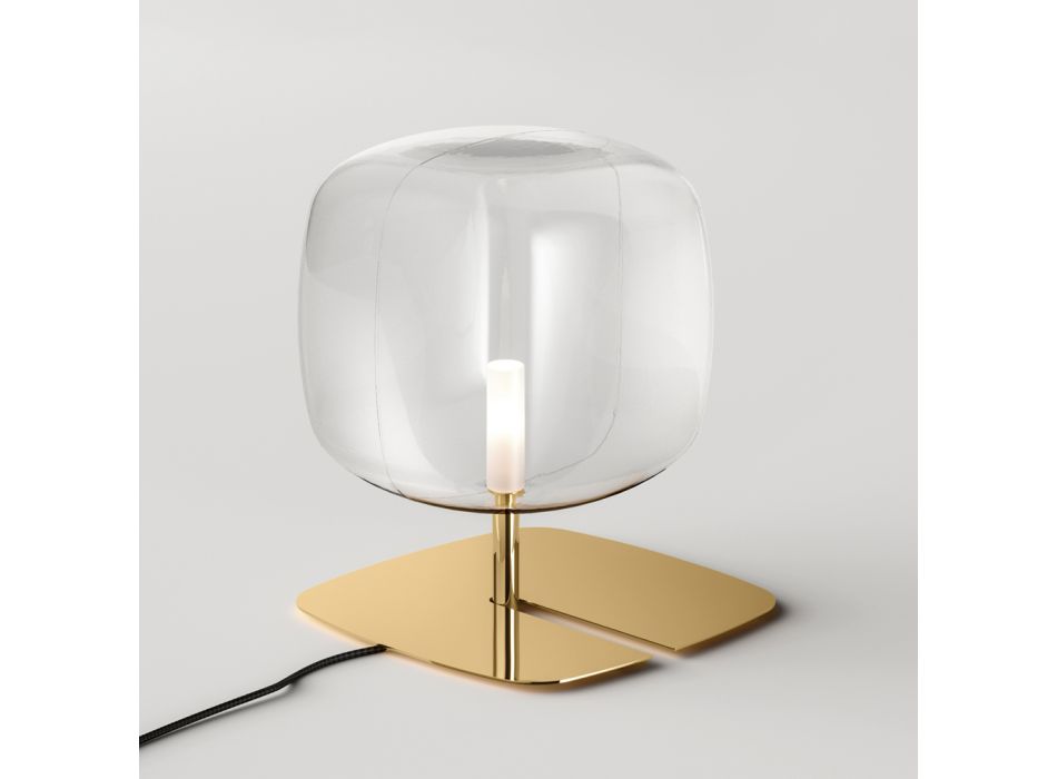 Tischlampe mit glänzender Metallstruktur Made in Italy - Donatina Viadurini