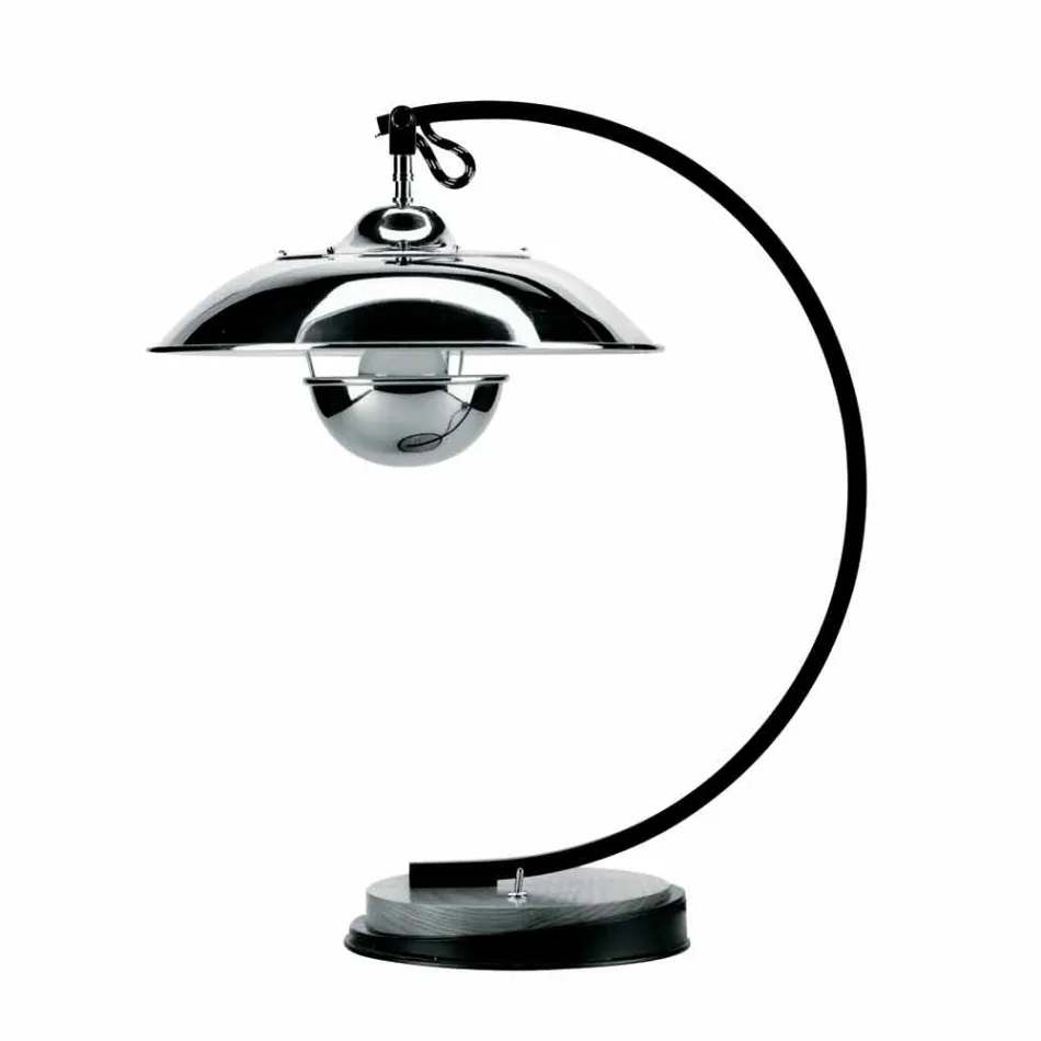 Tischlampe mit Struktur aus Eiche und Metall Made in Italy - Lumetto Viadurini