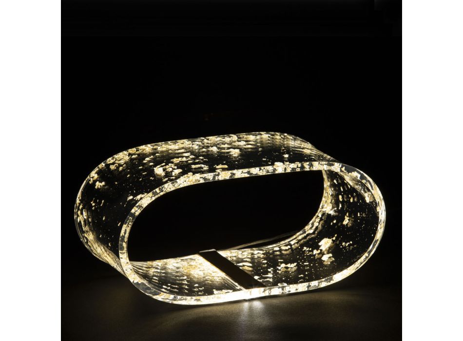 Tischlampe aus Acrylglas und Blattgold, Silber oder Kupfer - Gnassi Viadurini