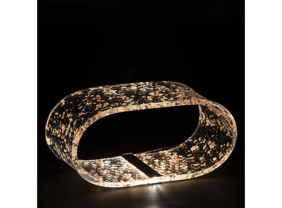 Tischlampe aus Acrylglas und Blattgold, Silber oder Kupfer - Gnassi Viadurini