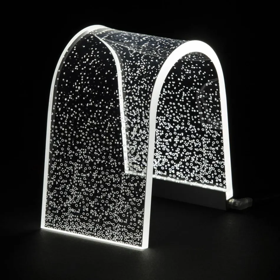 Tischlampe aus transparentem Acrylkristall mit graviertem Dekor - Bertella Viadurini