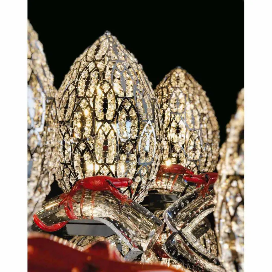 Designer-Tischlampe aus Kristall und Stahl geformt Ei Viadurini