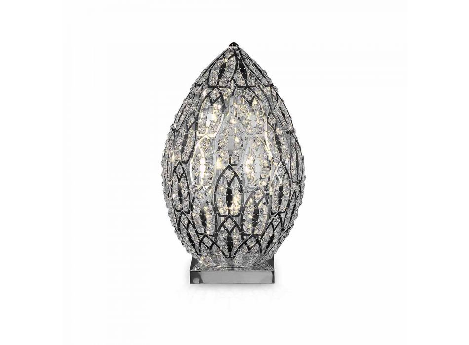 Designer-Tischlampe aus Kristall und Stahl geformt Ei Viadurini