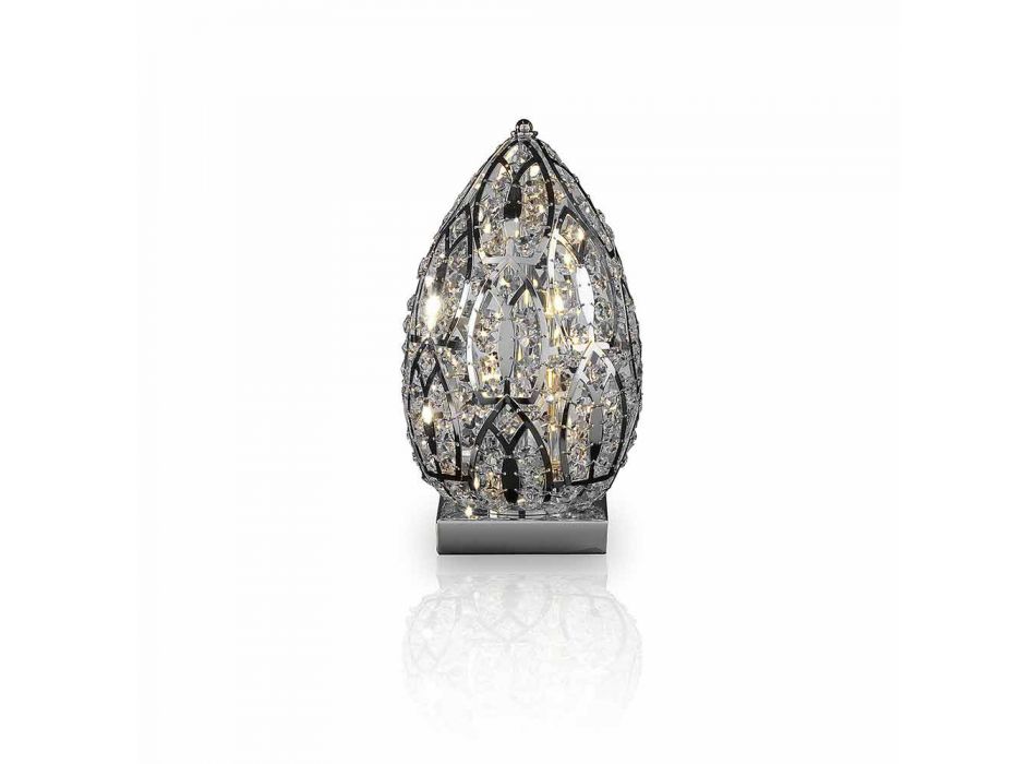 Designer-Tischlampe aus Kristall und Stahl geformt Ei Viadurini