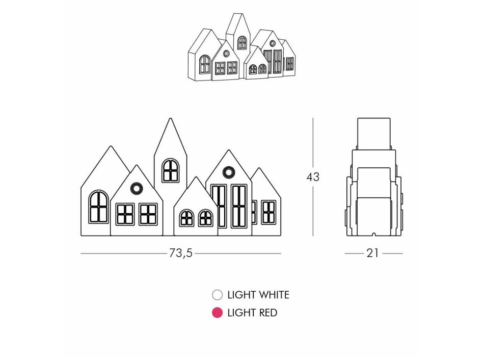 Design Tischlampe mit weißen oder roten Led Houses Design Slide - Kuusi Viadurini