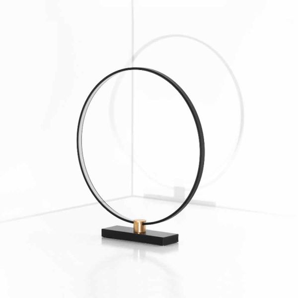 Design tischleuchte aus schwarzem aluminium und messing made in italy - norma