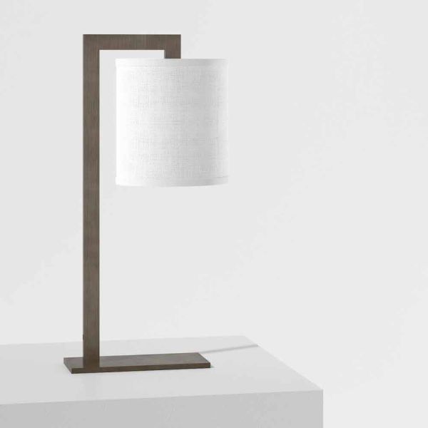 Design tischlampe aus metall und weißem leinen made in italy - bali