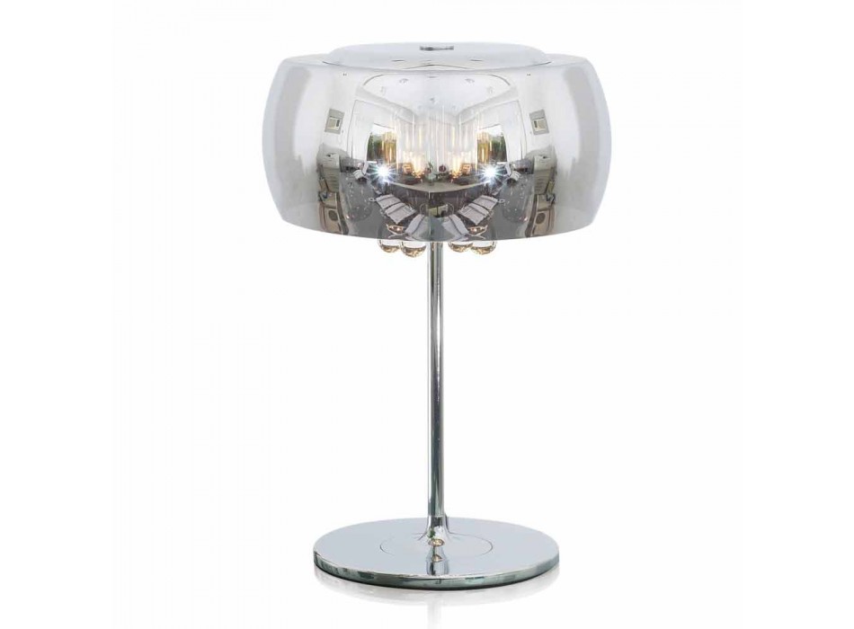 Modernes Design Tischlampe aus Glas und verchromtem Metall - Cambria