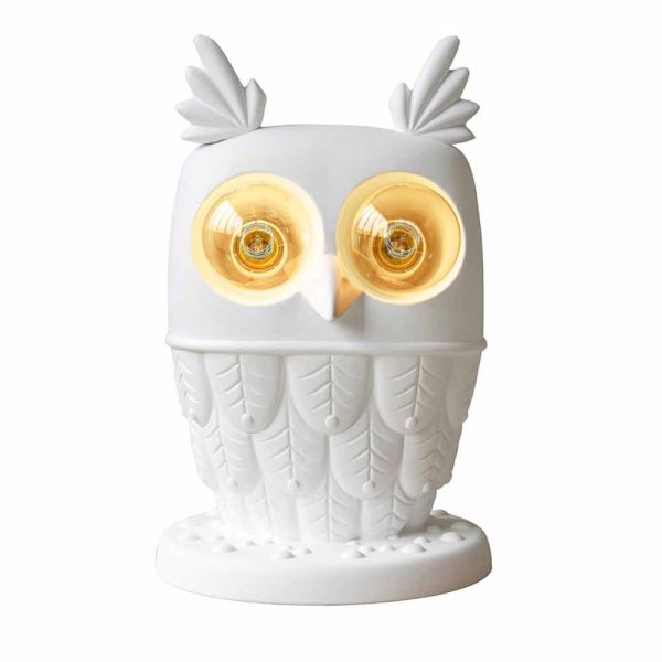 Tischlampe aus mattweißer keramik 2 lichter modernes design eule - eule