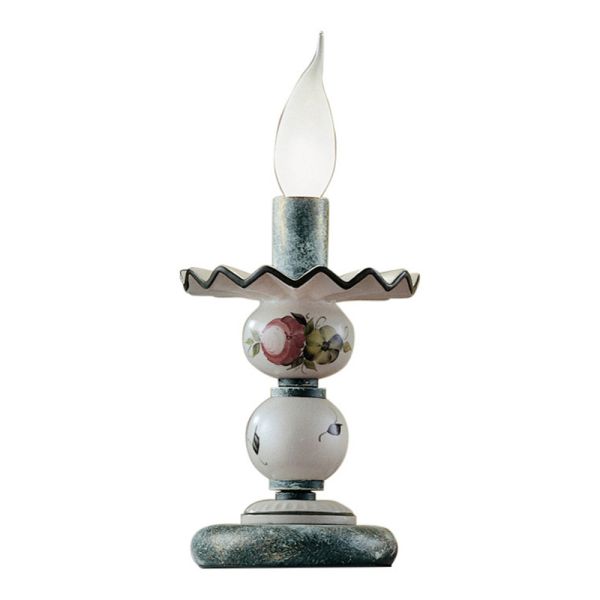 Tischlampe aus handverzierter keramik und antikem messing - sanremo