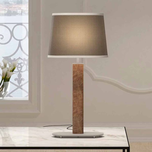 Metall tischlampe mit stoff lampenschirm made in italy - jump