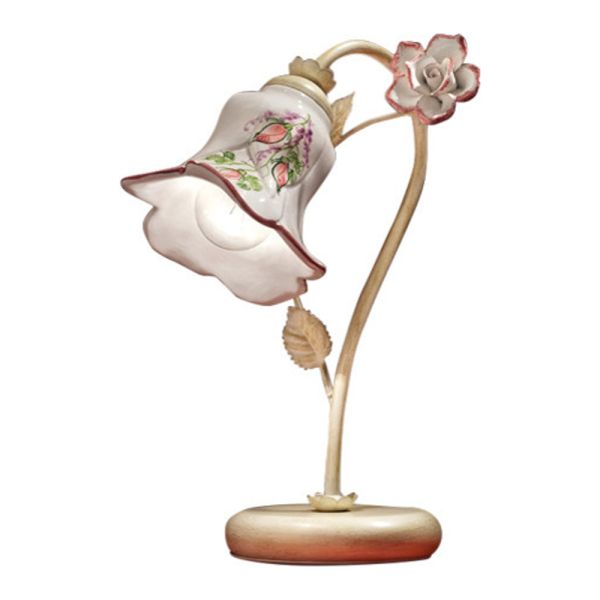 Tischlampe aus metall und handverzierter keramik mit rose - pisa