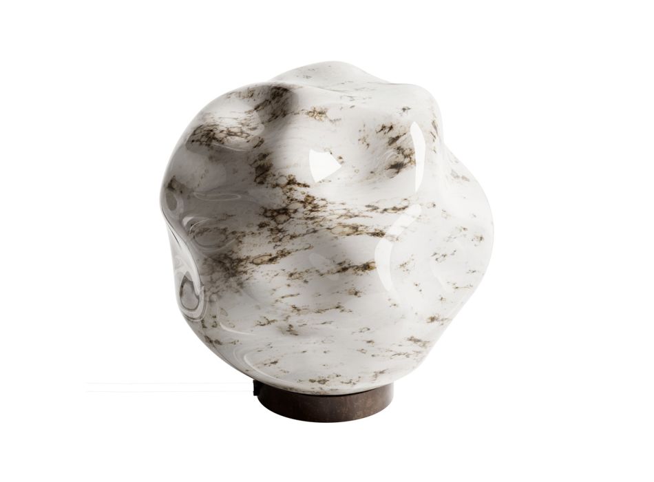 Tischlampe aus dunklem Messing und Steinglas, hergestellt in Italien – Bottega Viadurini
