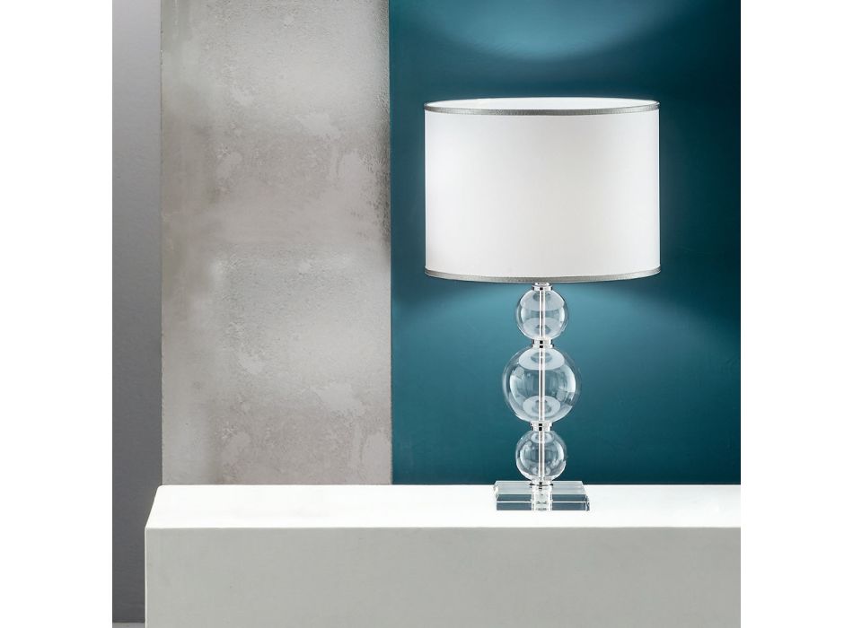 Tischlampe aus handwerklichem Glas und Metall im klassischen Stil - Mindful Viadurini