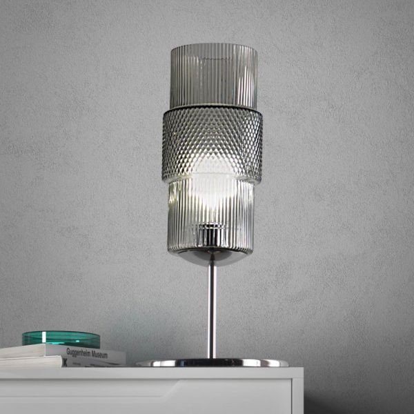 Tischlampe aus mundgeblasenem glas in venedig und metall - satomi