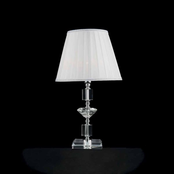Tischlampe aus transparentem glas und ivy-kristall, hergestellt in italien