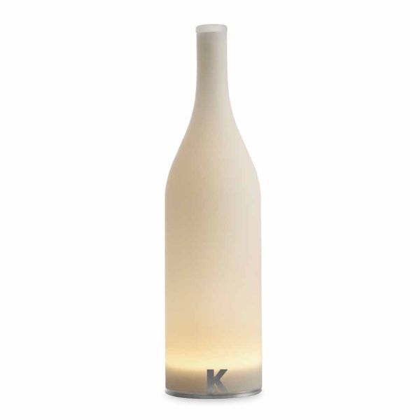 Led tischlampe in weißem milchglas modernes design - flasche