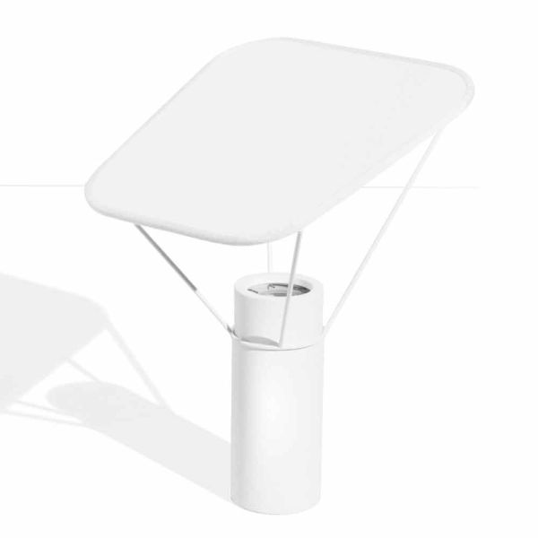 Moderne tischlampe aus harz und weißer baumwolle made in italy - fiera