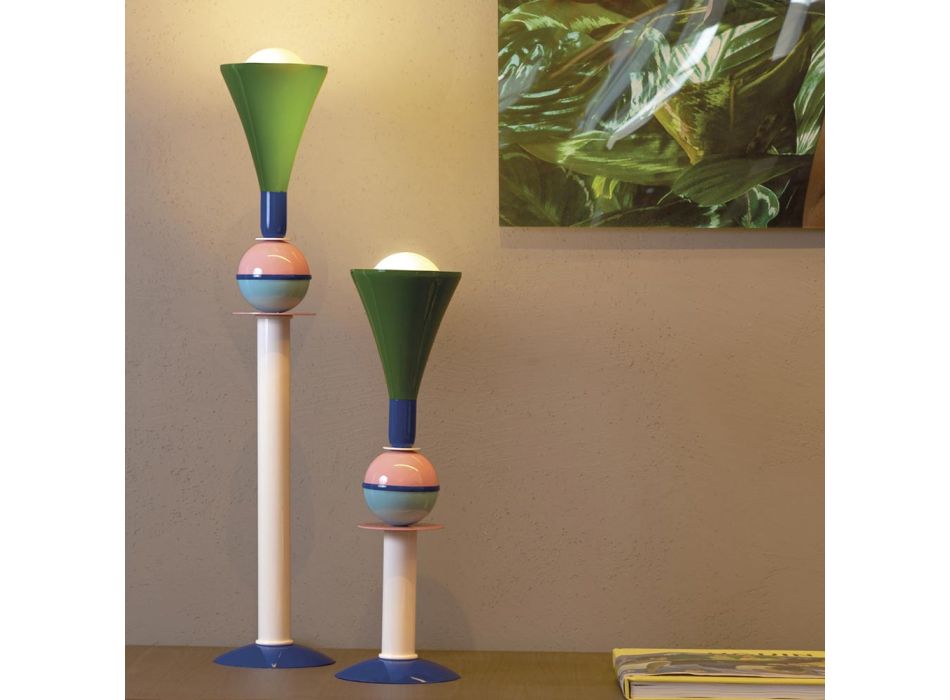 Mehrfarbige Tischlampe Slide Carmen aus Aluminium, hergestellt in Italien Viadurini