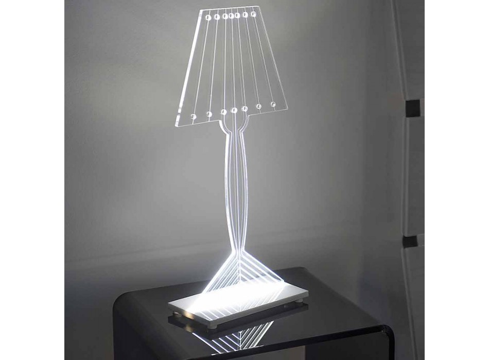 Geformte Tischlampe, Ferla Plexiglas LED-Licht Viadurini