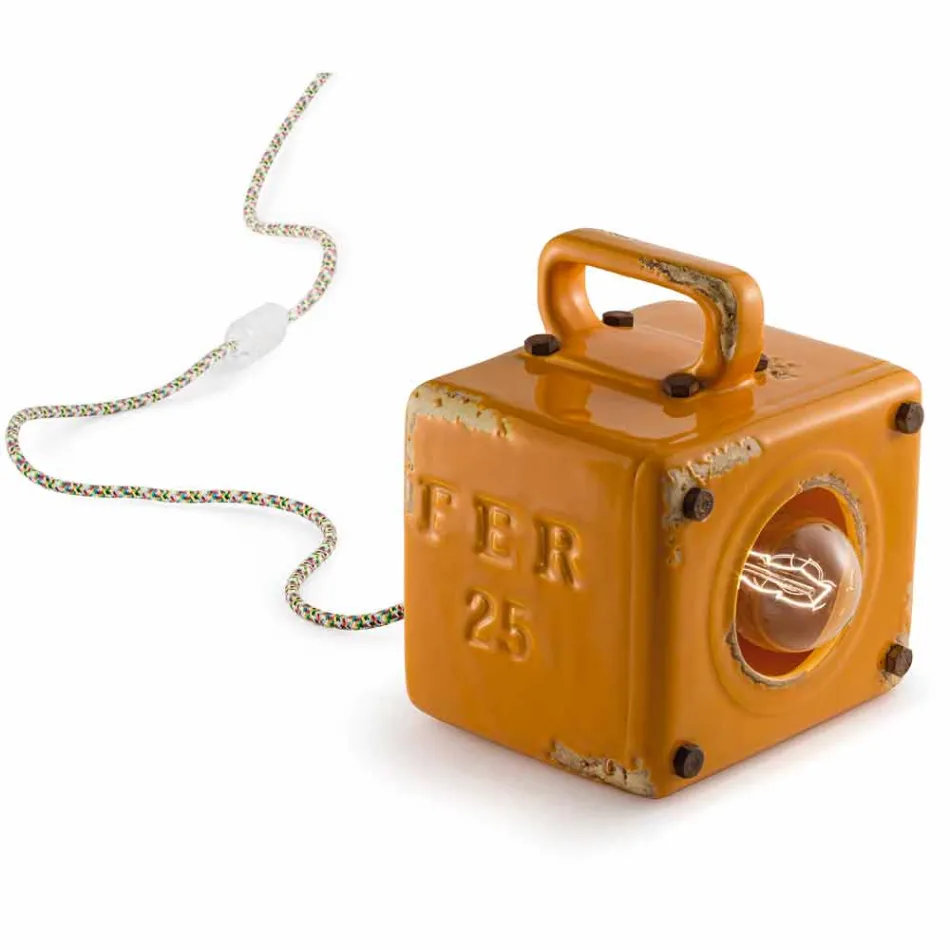 Industriestil Tischlampe aus Keramik und Eisen Valerie Viadurini