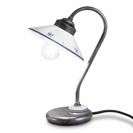 Tischlampe im Vintage-Stil aus handbemalter Keramik und Eisen - Asti Viadurini