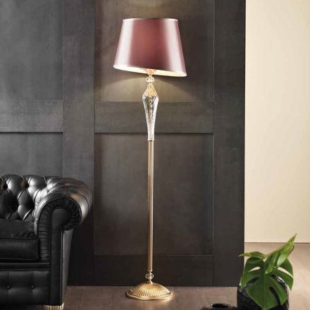 Klassische Stehlampe aus handgefertigtem Glas und luxuriösem Lampenschirm - Flandern Viadurini