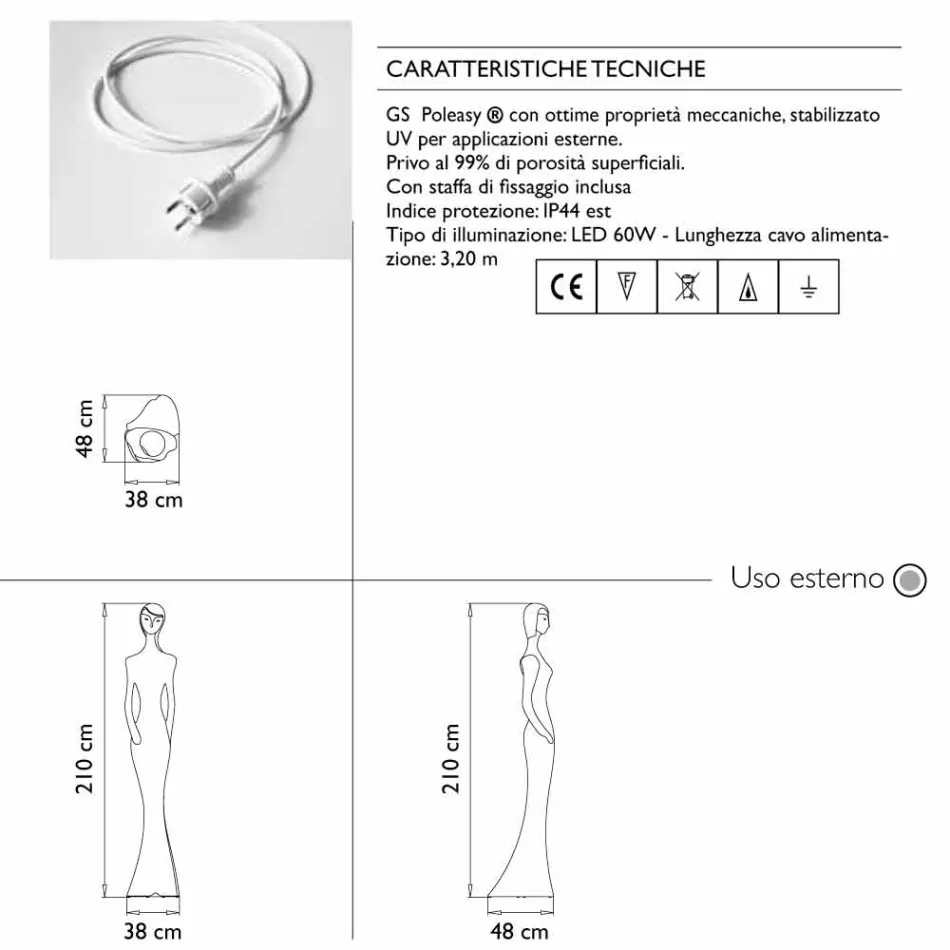 Stehlampe mit LED-Licht Modernes Design für den Außenbereich - Penelope von Myyour Viadurini