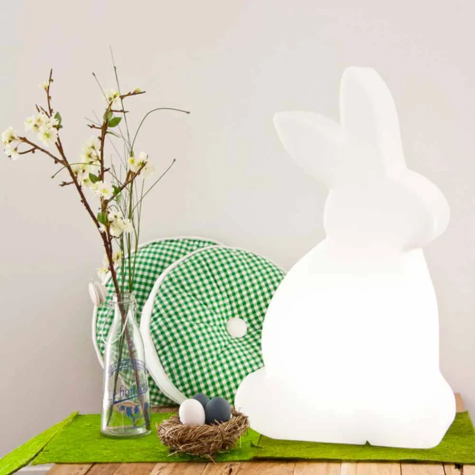 Design Stehleuchte, weißes Kaninchen für drinnen und draußen - Conigliostar Viadurini