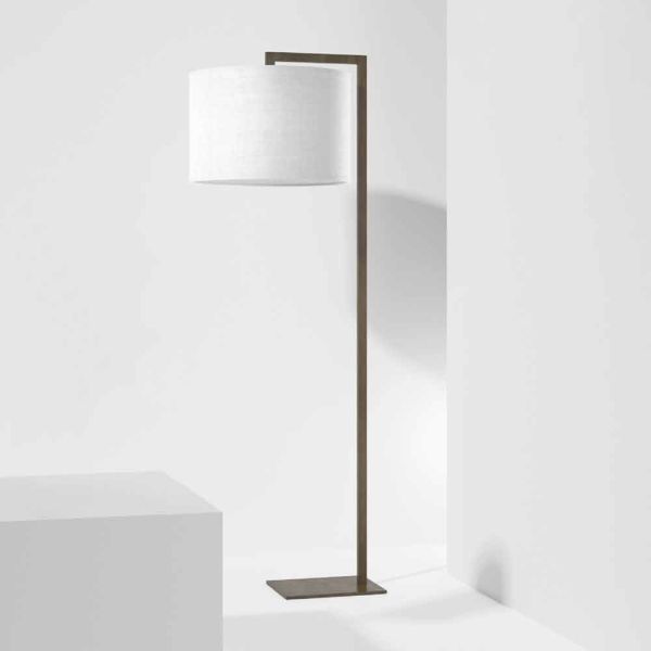Design stehleuchte aus metall mit leinen lampenschirm made in italy - bali