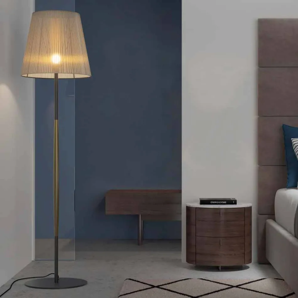 Design Stehleuchte aus Metall, Holz und Organza Made in Italy - Boom Viadurini